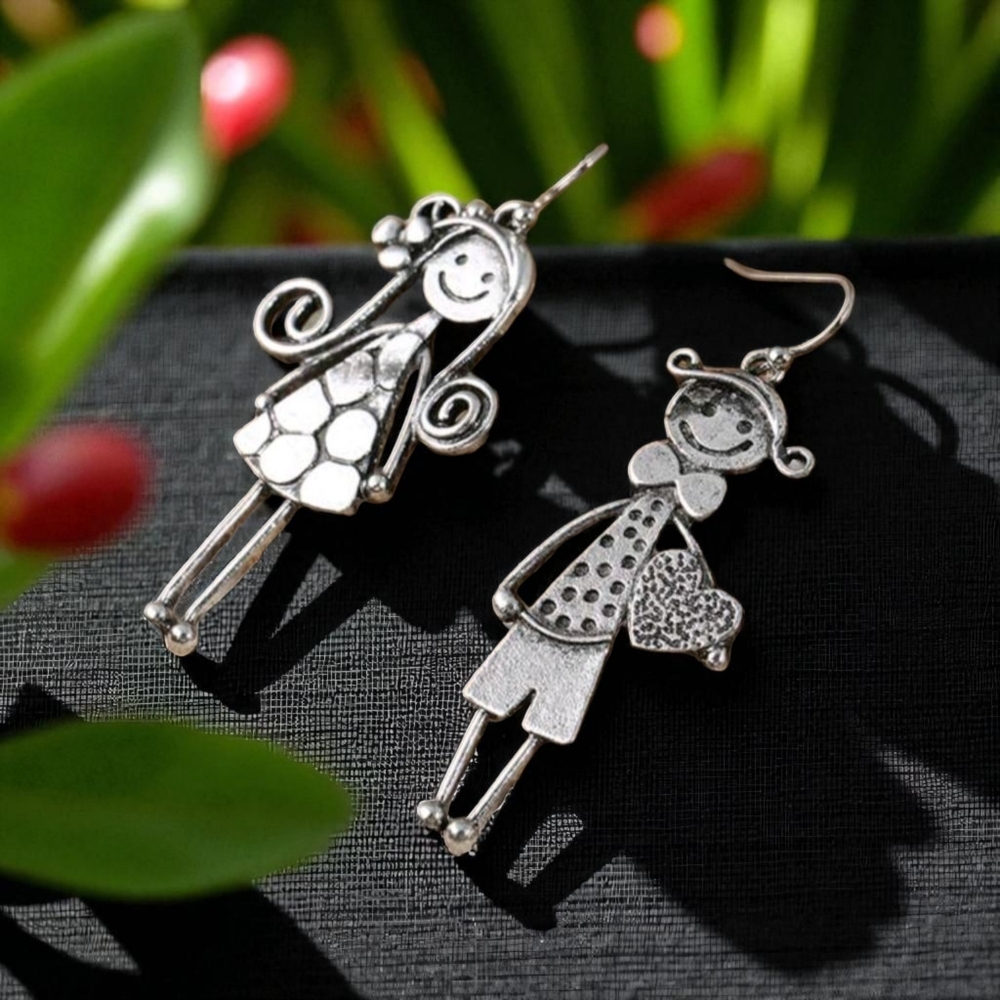 Charming Silver Style Boy & Girl Earrings